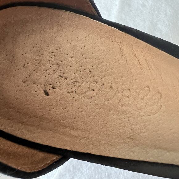 Madewell Regina Sandal Black Suede Block Heel Buckle Size US 8 Ankle Strap - Picture 7 of 8